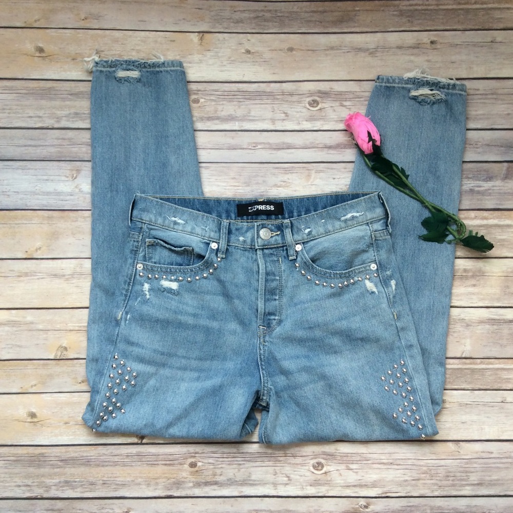 Express vintage skinny high rise jeans silver stud